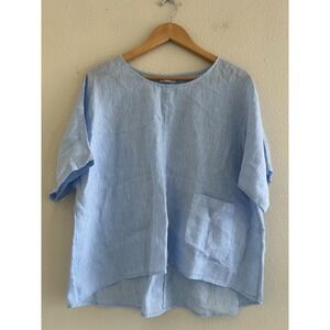 J. JILL Pure Jill 100% Linen Sheer Tunic Kimono Top Petite M Lagenlook Quiet